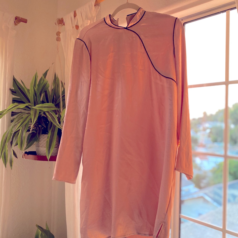 Italian Designer Weili Zheng soft pink satin dress